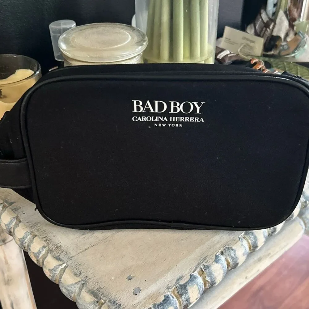 Carolina Herrera bad boy black  men's toiletry bag travel bag valet